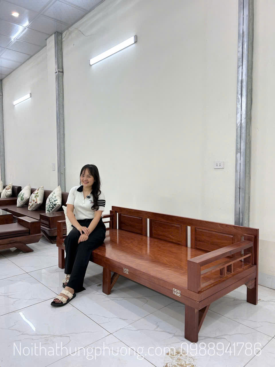giường gấp gỗ xoan đào kích thước 2mx1m6
