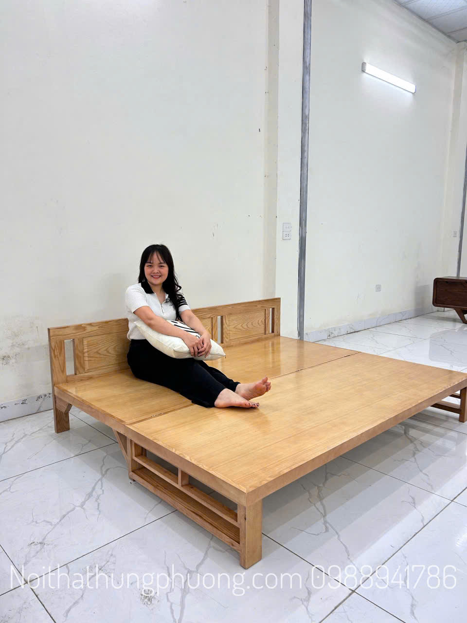 giường gấp gỗ sồi kích thước 1m6x2m