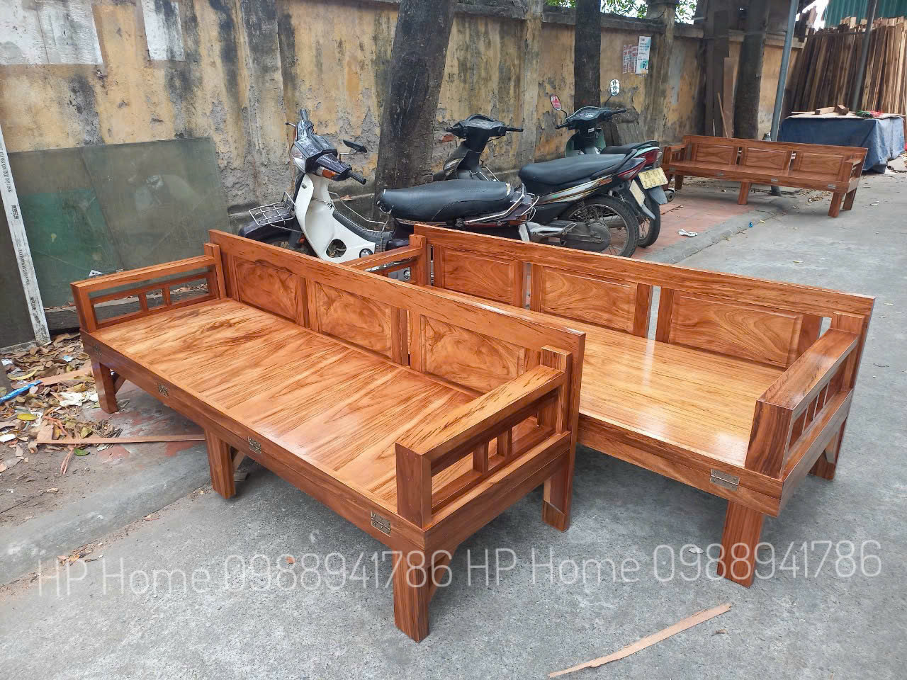 giường gấp gỗ hương xám kích thước 2mx1m6