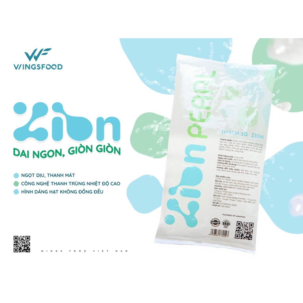 Trân châu 3Q Zion Wings 2kg (6 bịch/thùng)