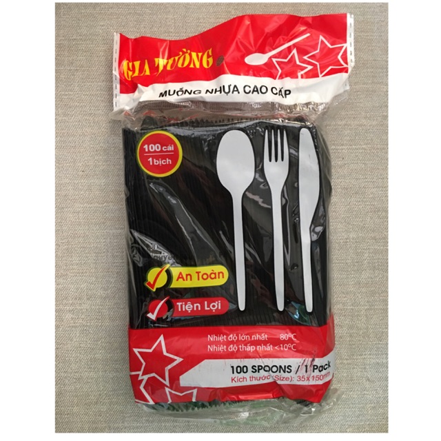 Muỗng nhựa ĐEN 15CM GT 100 cái (50 Bịch/T)