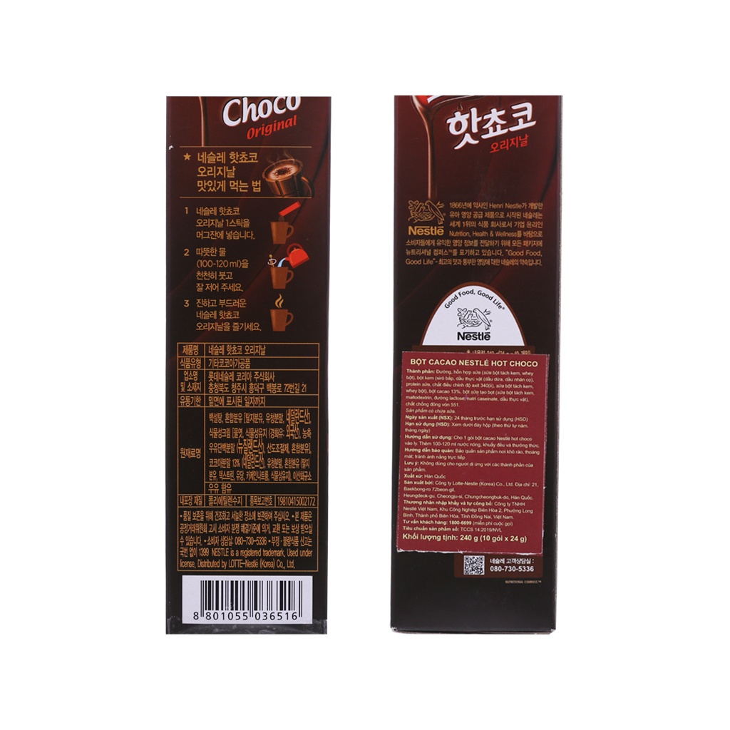 Bột Cacao Nestle Hot Choco hộp 240g (10*24g)