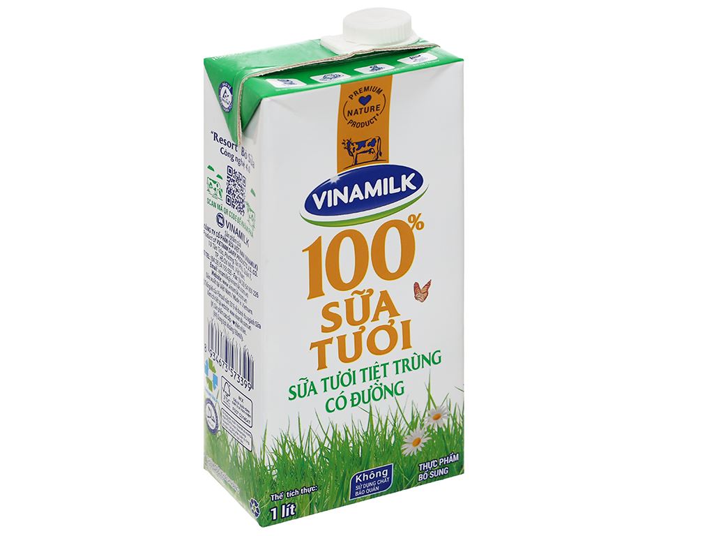 Sữa tươi CÓ ĐƯỜNG Vinamilk 1L (12 Hộp/L)
