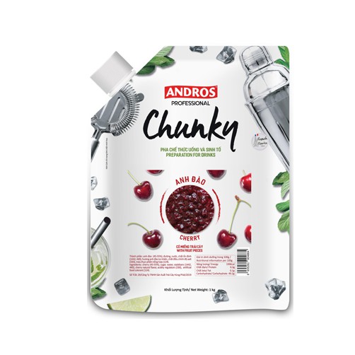 Mứt ANH ĐÀO Chunky Andros 1kg (8 Túi/T)