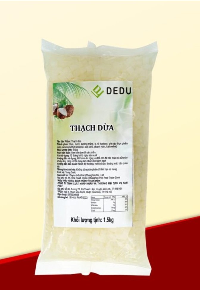 Thạch dừa giòn Dedu 1.5kg (12 Bịch/T)