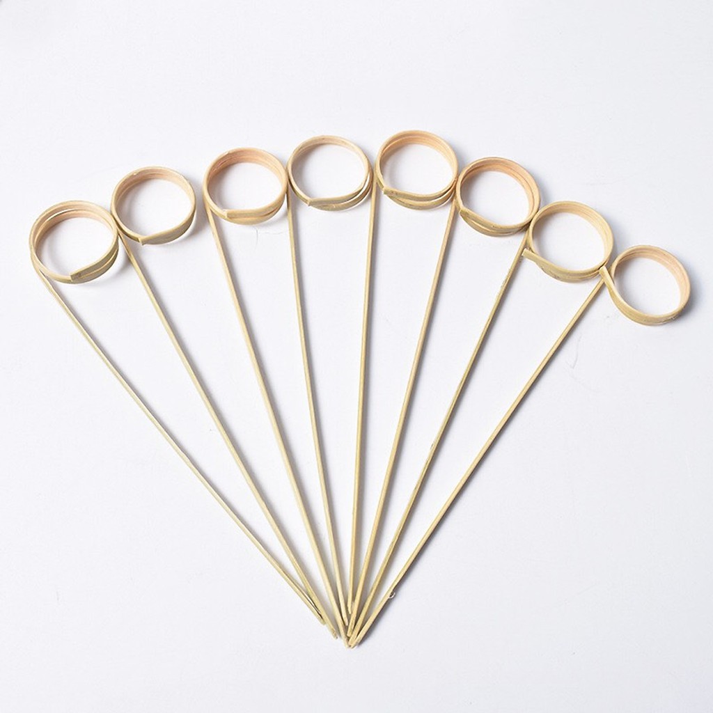 Tăm xiên trang trí đuôi tròn màu tự nhiên 12cm (100 cái/bịch)