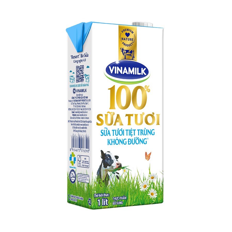 Sữa tươi không đường Vinamilk 1L