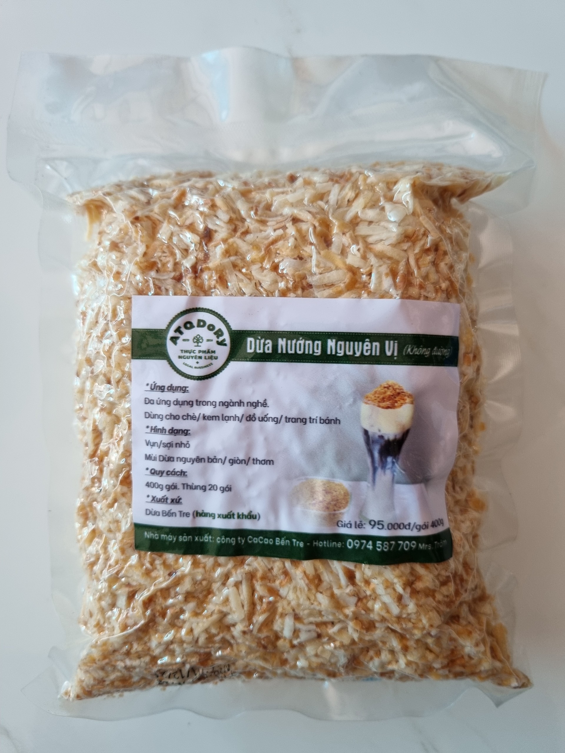 Dừa thái nướng nguyên vị Bến Tre 500g