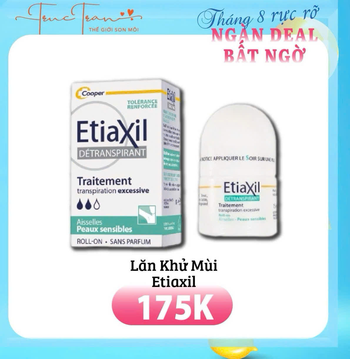 Lăn Khử Mùi EtiaXil Nhãn Xanh Cho Da Nhạy Cảm 15ml
