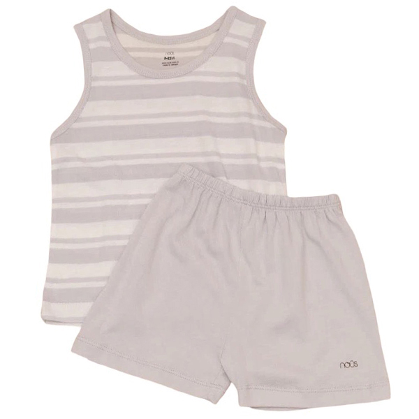 Bộ Nous 9-12M ba lỗ  kẻ trắng ghi