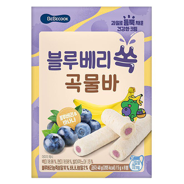 Bánh cuộn ngũ cốc Bebecook vị việt quất, chuối 8M+