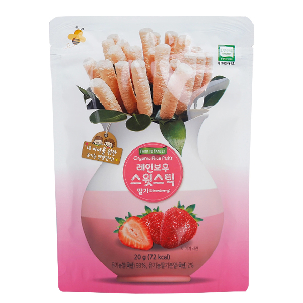 Bánh gạo que hữu cơ Farm To Family vị dâu tây 6M+