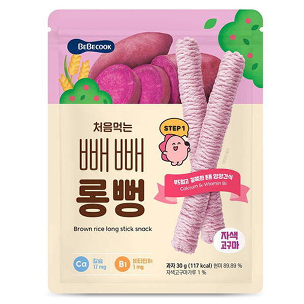Bánh gạo lứt thanh dài Bebecook vị khoai lang tím 7M+