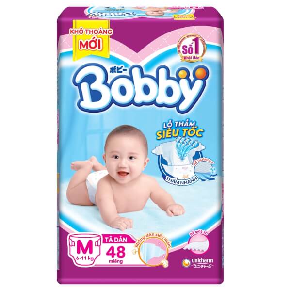 Bỉm - Tã dán Bobby size M 48 miếng (6-11kg) - (giao bao bì ngẫu nhiên)