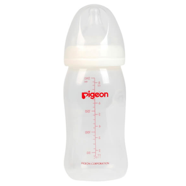 Bình sữa Pigeon nhựa PP Plus BPA Free cổ rộng 240ml
