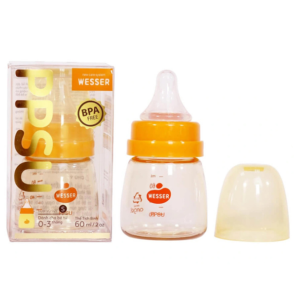 Bình sữa Wesser nhựa PPSU cổ hẹp 60ml