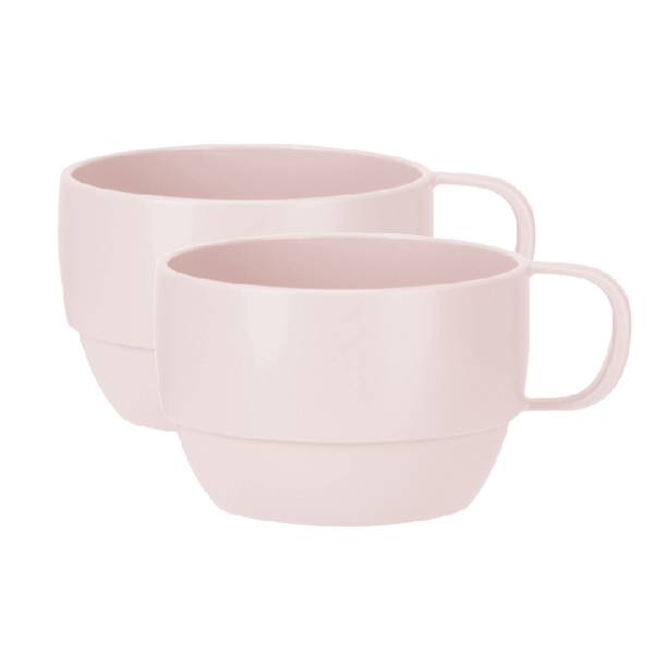 Bộ 2 cốc nước thấp Amori 350ml - Hồng nhạt