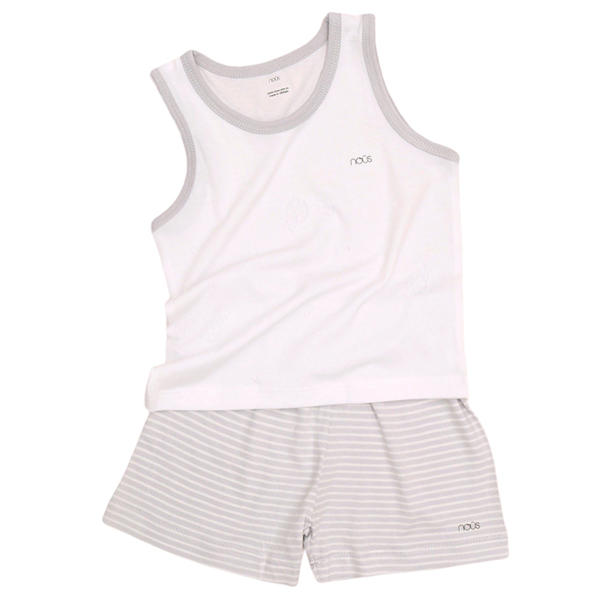 Bộ Nous 9-12M ba lỗ Nous trắng dệt hình bọ rùa