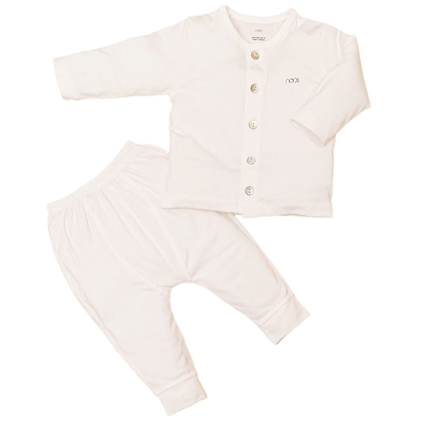 Bộ Nous 9-12M cài thẳng dài petit trắng