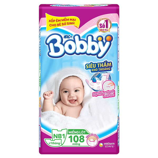 Miếng lót sơ sinh Bobby Newborn 1 108 miếng (dưới 5kg)