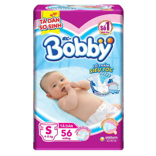 Bỉm - Tã dán Bobby size S 56 miếng (4-8kg)