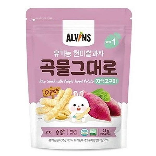 Bánh gạo lứt ăn dặm hữu cơ cho bé vị khoai lang tím Alvins 25g 6M+