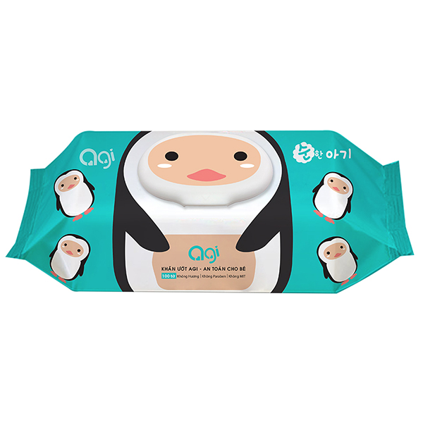 Khăn ướt Agi chim cánh cụt không mùi 100 miếng