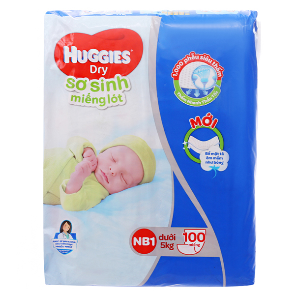 Miếng lót sơ sinh Huggies 100 miếng (dưới 5kg)