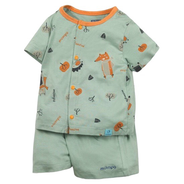 Bộ cài giữa cộc tay Bamboo Mompa 73MP206 9-12M - Xanh