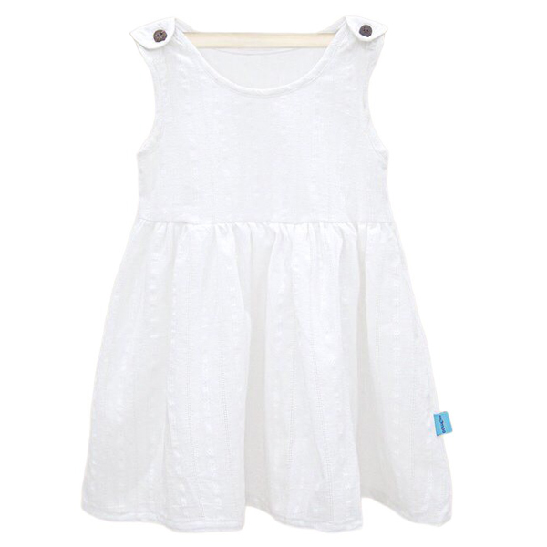 Váy bé gái cúc vai Mompa 85MP616 1Y - Trắng