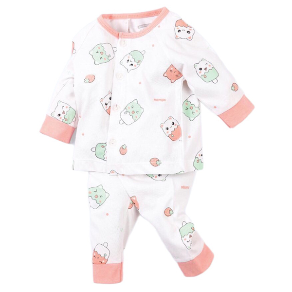 Bộ SS cài giữa dài tay Mompa 59MP809 3-6M - Trắng