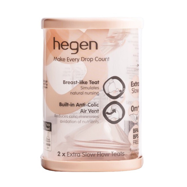 Núm ty thay thế bình sữa Hegen size M (0M+, lỗ tròn, 1 tia)