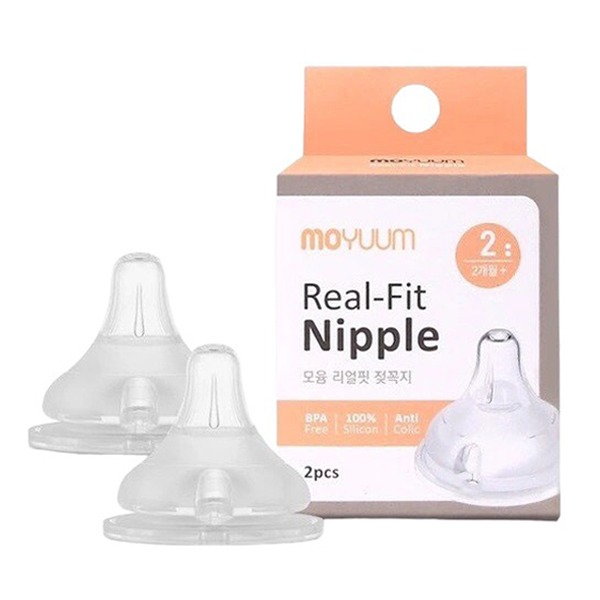 Núm ty thay thế bình sữa Moyuum size 2 (2M+, 2 lỗ tròn)