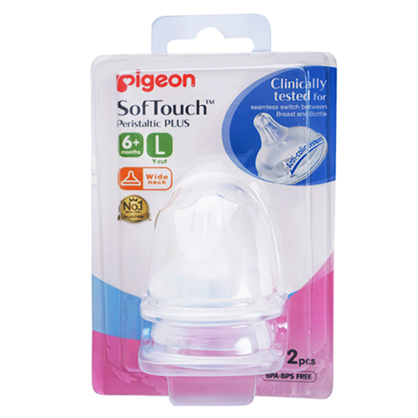 Núm ty thay thế bình sữa Pigeon cổ rộng size L (6M+, Y cut)