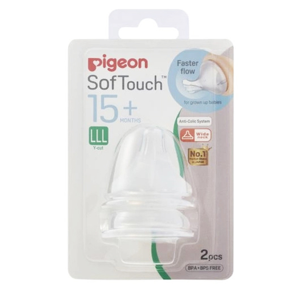 Núm ty thay thế bình sữa Pigeon cổ rộng size LLL (15M+, Y cut)