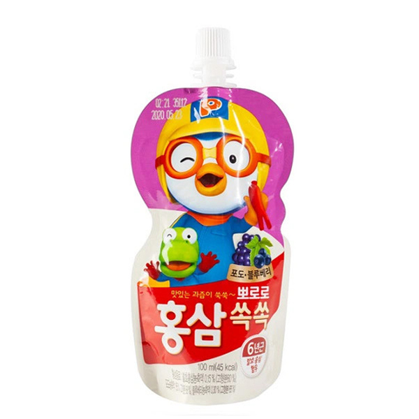 Nước hồng sâm Pororo vị việt quất 100ml 3Y+