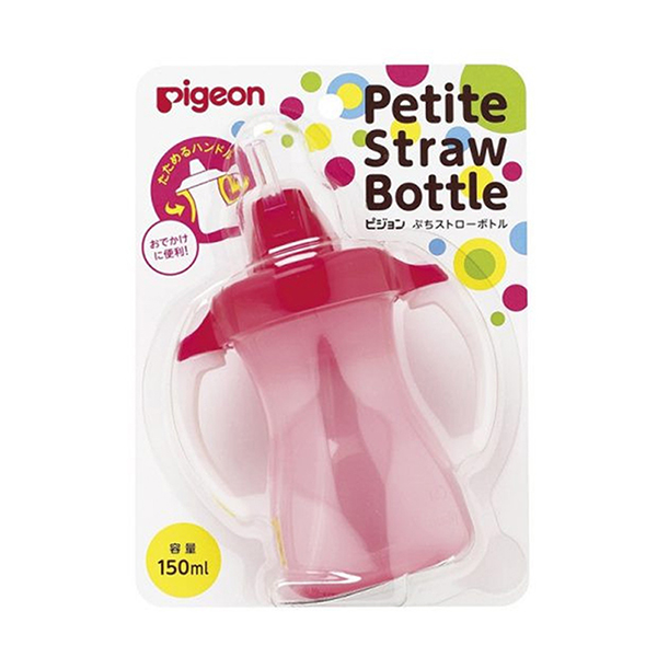 Bình tập uống Pigeon Petite Straw Bottle màu hồng 150ml