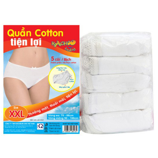 Quần lót vải cotton Kachoobaby size XXL (Bịch 5 cái)