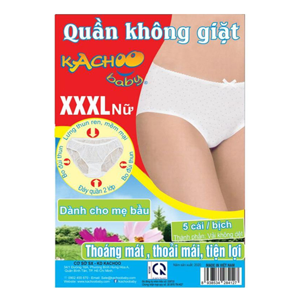 Quần lót giấy Kachoobaby size XXXL (Bịch 5 cái)