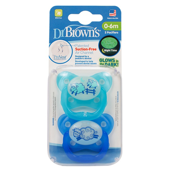 Set 2 ty ngậm Dr Brown's phát sáng ban đêm 0-6M