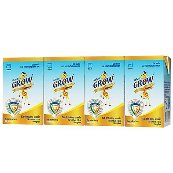 Sữa Abbott Grow Gold pha sẵn hương vani 110ml (lốc 4 hộp)