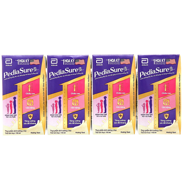 Sữa pha sẵn Pediasure hương vani 110ml (lốc 4 hộp)