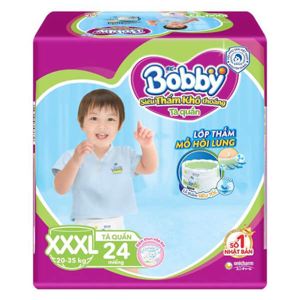 Bỉm - Tã quần Bobby size XXXL 24 miếng (20-35kg) - (giao bao bì ngẫu nhiên)