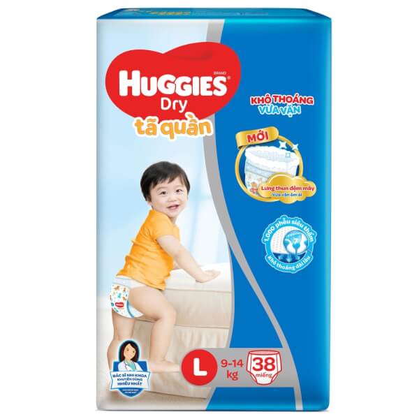 Bỉm - Tã quần Huggies size L 38 miếng (9-14kg) - (giao bao bì ngẫu nhiên)