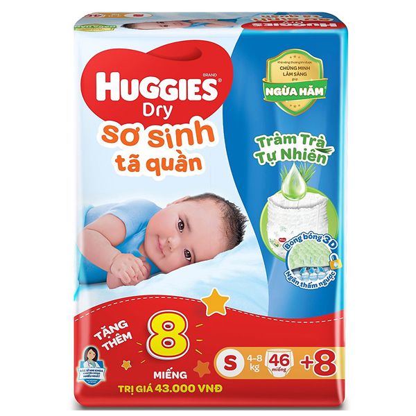 Bỉm - Tã quần Huggies Dry size S 46 miếng (4-8kg) - (giao bao bì ngẫu nhiên)