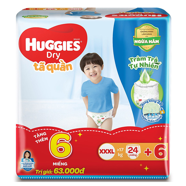 Bỉm - Tã quần Huggies size XXXL 24 miếng (trên 17kg) - (giao bao bì ngẫu nhiên)