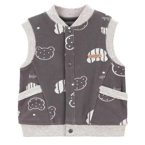 Áo gile UalaRogo 6-9M cotton nỉ gấu 3995 - Xám