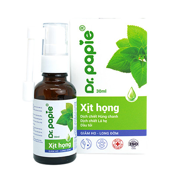 Xịt họng húng chanh lá hẹ Dr. Papie 30ml
