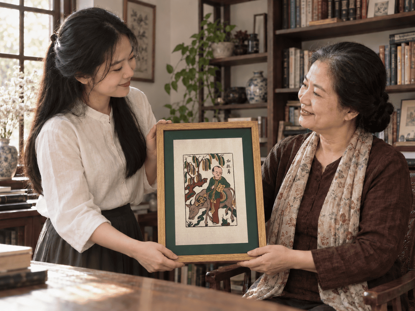 Tranh Đông Hồ Hiếu Học tặng thầy cô: Món quà gợi nhớ chuyện học hành