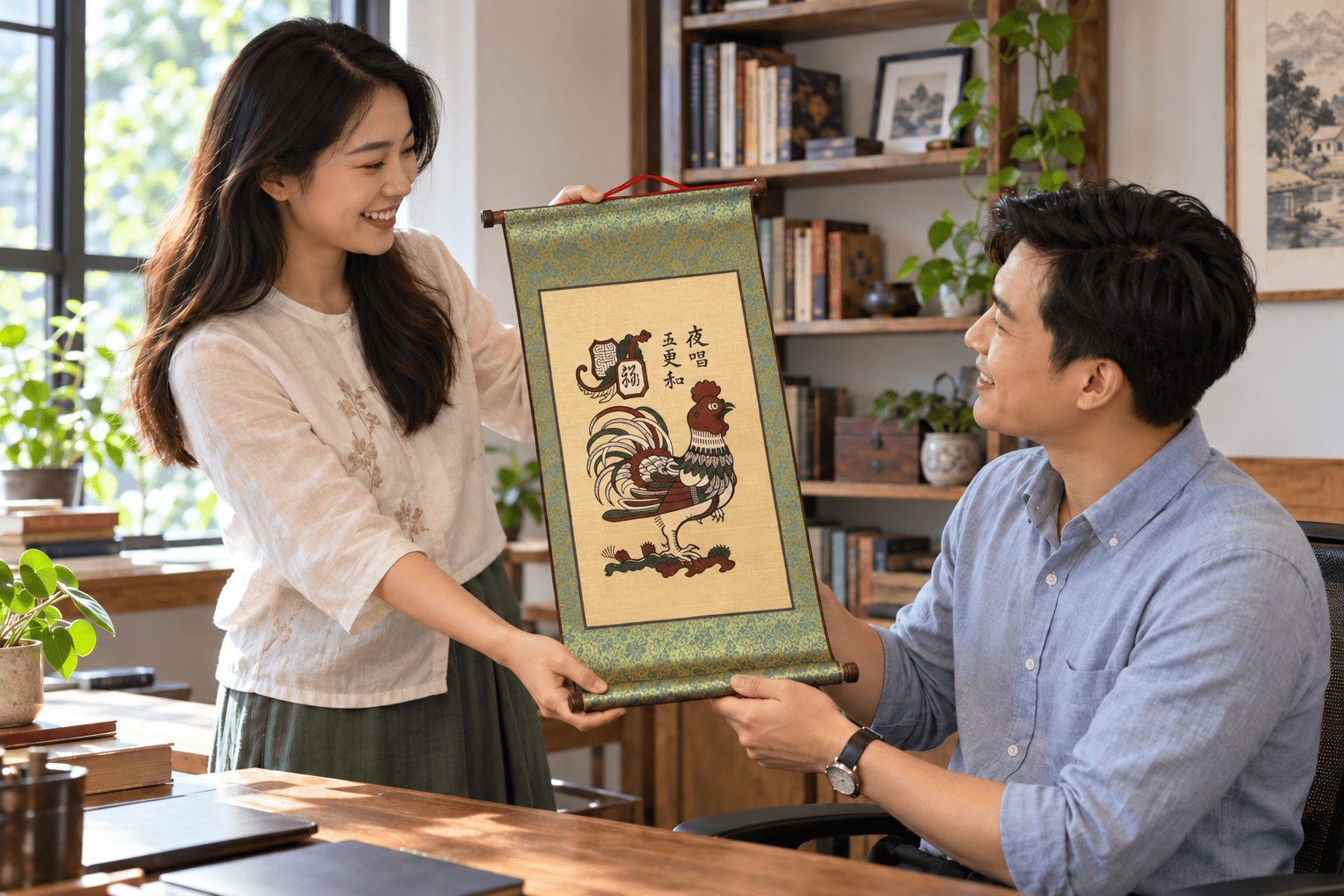 Tranh Đông Hồ tặng bạn nhận việc mới: Món quà gửi lời chúc bền bỉ